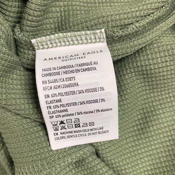 New American Eagle Womens Small Long Sleeve Waffled Lace Snap Closure Bodysuit - Picture 4 of 5